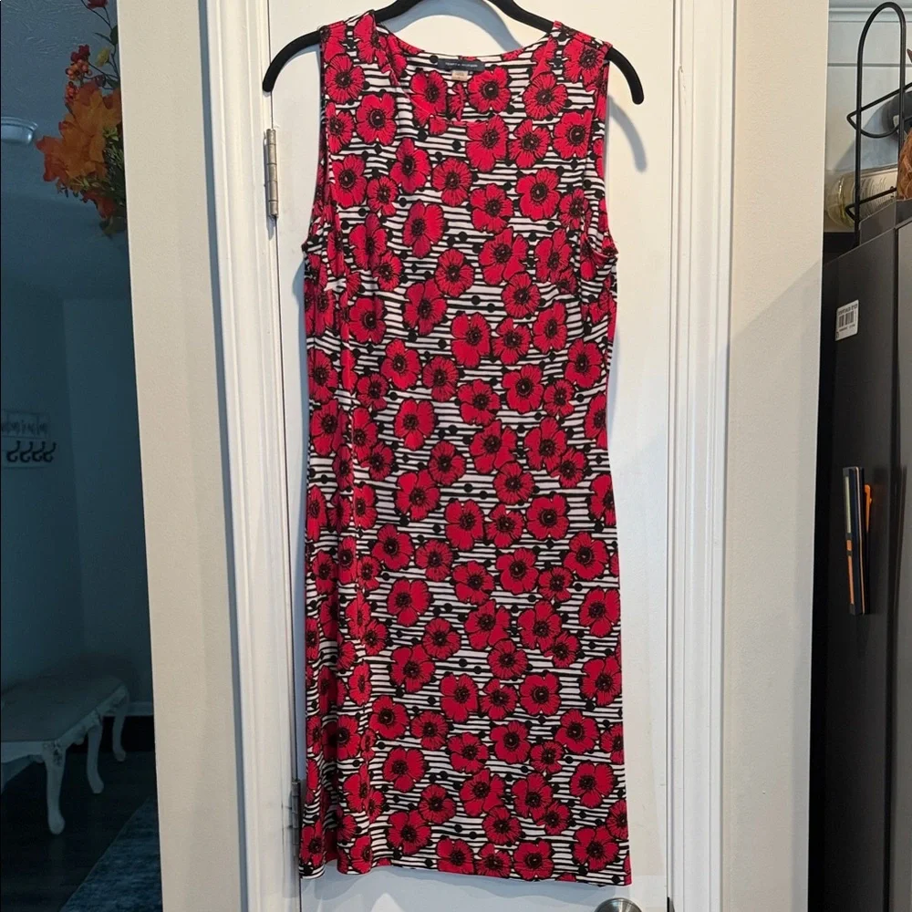 Tommy Hilfiger Women's Red and Black Floral Dress - Picture 2 of 8